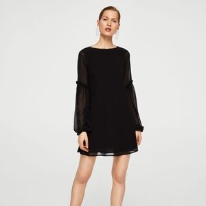 Mango Ruffled Sleeve Dress Black Size 4 NWOT